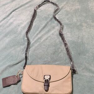 Emile Sloan Seattle Beige Crossbody Bag with Brown Strap NWT